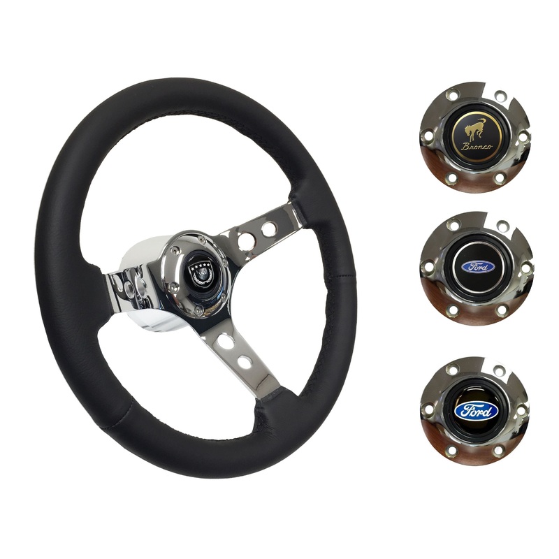 1975-77 Ford Bronco Steering Wheel Kit | Black Leather | ST3095