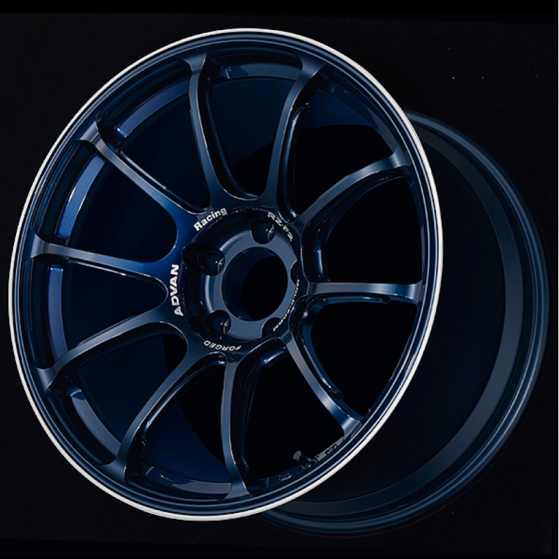 Advan RZ-F2 18×9.5 +29 5-114.3 Racing Titanium Blue and Ring Wheel
