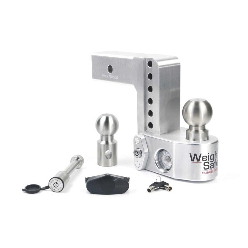 Weigh Safe 6in Drop Hitch w/Built-in Scale & 2.5in Shank (10K/18.5K GTWR) w/WS05 – Aluminum