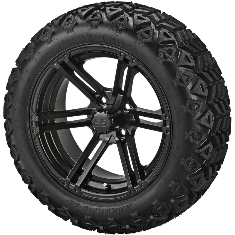 15″ Yukon Matte Black on 23×10.00-15 Black Trail Tires