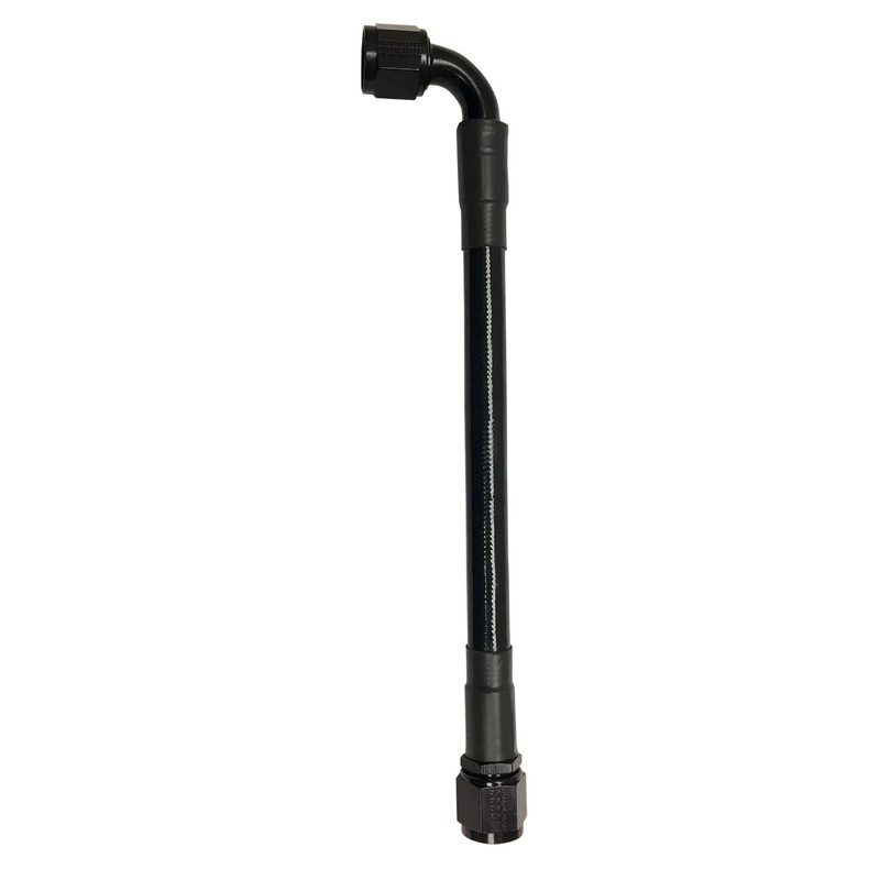 Fragola -10AN Ext Black PTFE Hose Assembly Straight x 90 Degree 84in
