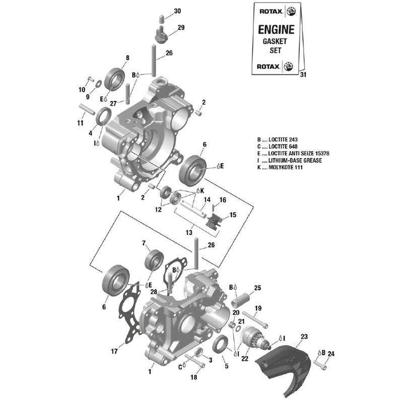1-2. 295913 Rotax Max Crank Case with Guide Pins