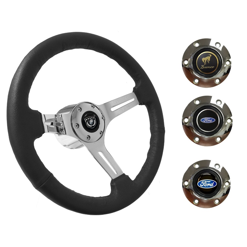 1975-77 Ford Bronco Steering Wheel Kit | Black Leather | ST3012BLK
