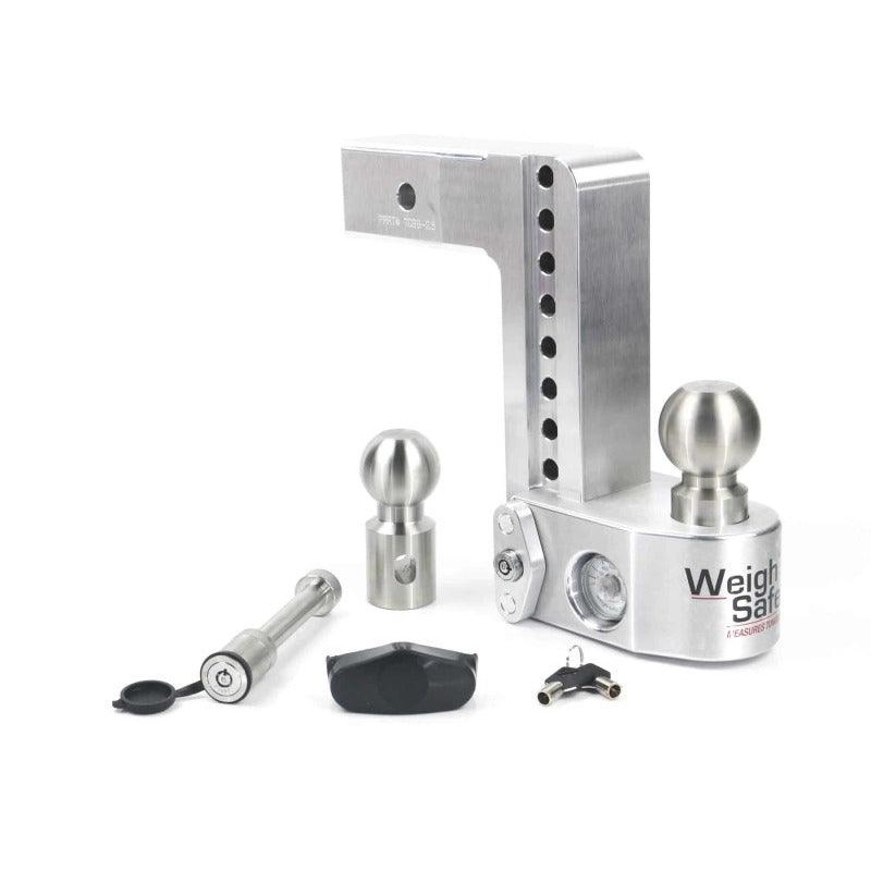 Weigh Safe 8in Drop Hitch w/Built-in Scale & 2.5in Shank (10K/18.5K GTWR) w/WS05 – Aluminum