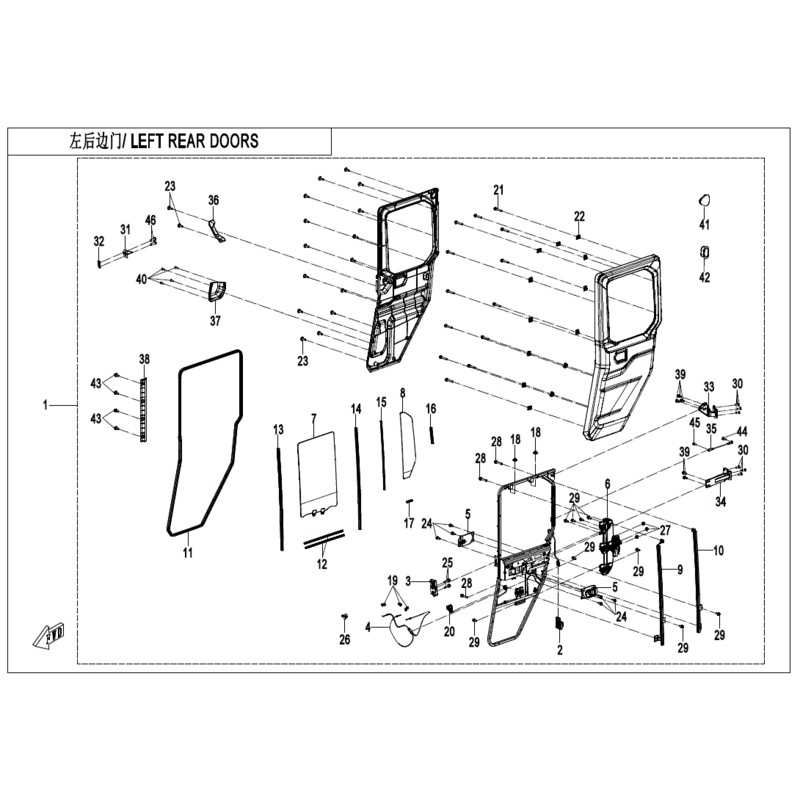 Rear Door Window Glass Rear Channel LH by CF Moto