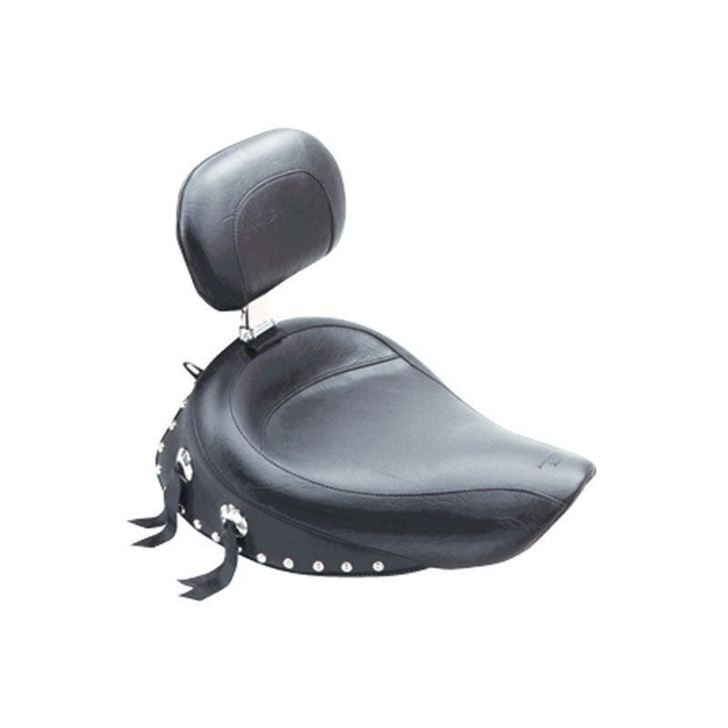 Mustang 06-17 Harley Dyna Wide Touring Solo Seat w/Driver Backrest w/Studs – Black