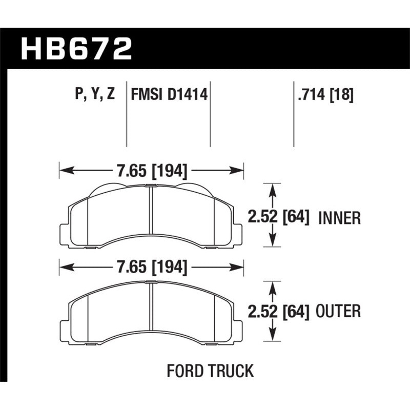 Hawk 10-11 Ford Expedition/F-150 SVT Raptor / 10-11 F-150 Performance Ceramic Front Street Brake Pad