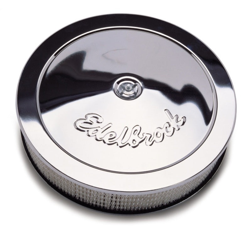 Edelbrock Air Cleaner Pro-Flo Series Round Steel Top Paper Element 14In Dia X 3 313In Chrome
