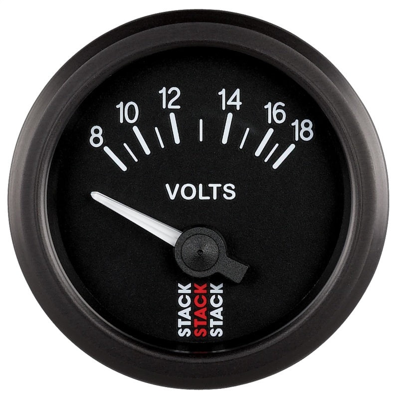 Autometer Stack Instruments 52mm 8-18V Electric Battery Voltage Gauge – Black