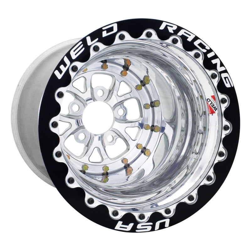 Weld V-Series 15×12 / 5×4.5 BP / 4in. BS Polished Wheel – Black Double Beadlock MT