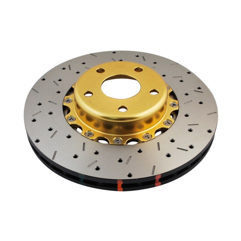 DBA 02-10 WRX / 13+ FR-S / 13+ BRZ Premium Front Drilled & Slotted 5000 Series Rotor w/ Gold Hat