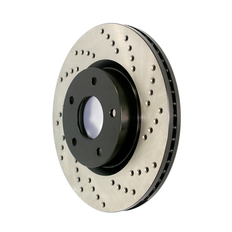 StopTech Premium High Carbon 13-14 Ford Mustang/Shelby GT500 Left Front Disc Drilled Brake Rotor