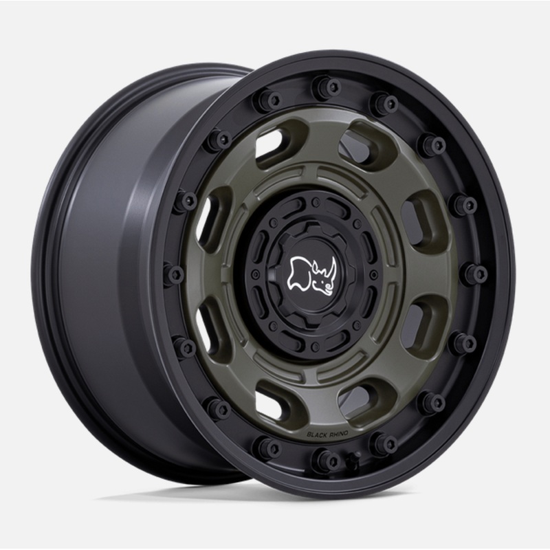 17×8.5 Black Rhino Atlas Olive Drab Green w/ Black Lip