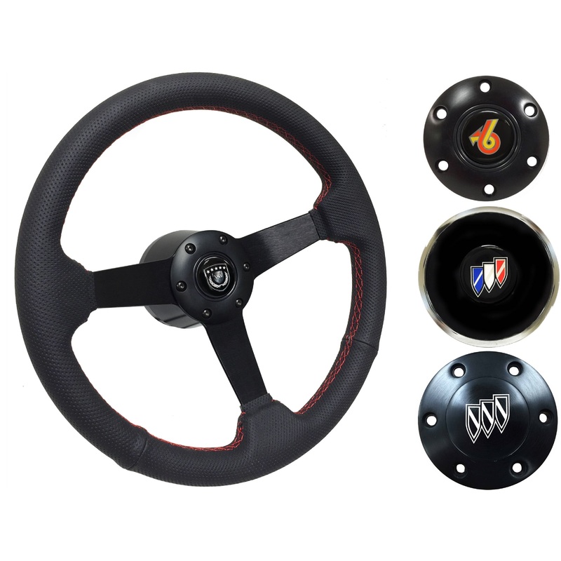 1967-68 Buick Steering Wheel Kit | Perforated Black Leather | ST3602RED