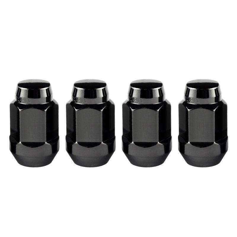 McGard Hex Lug Nut (Cone Seat Bulge Style) M14X1.5 / 22mm Hex / 1.635in. Length (4-Pack) – Black