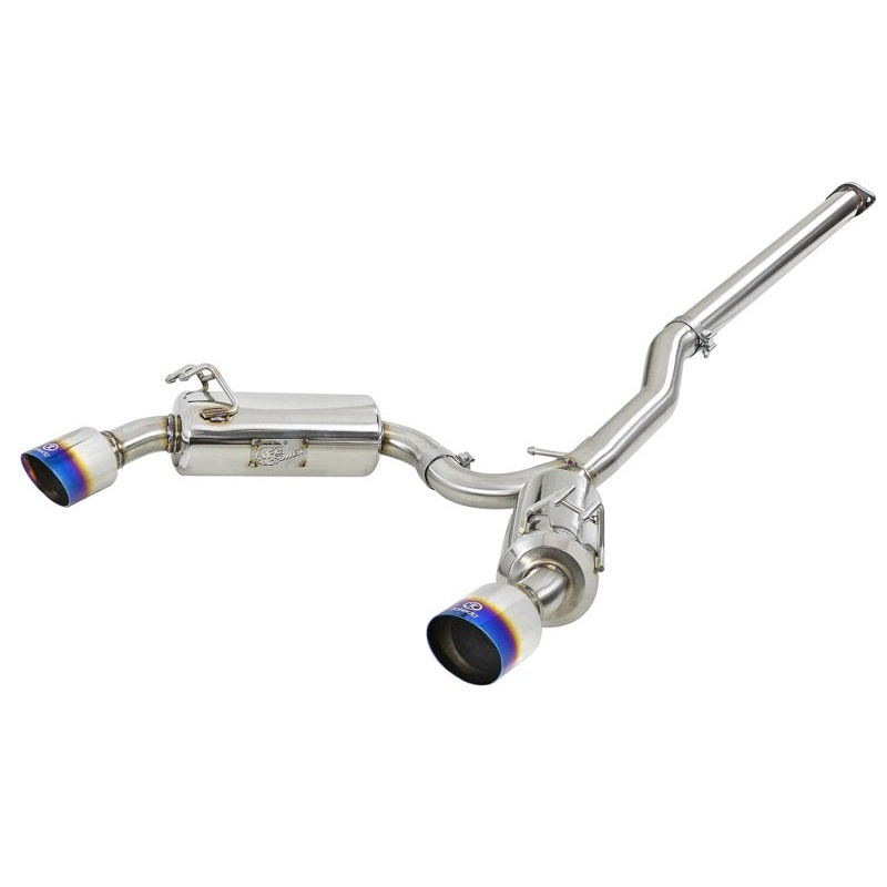 aFe Takeda 3in. to 2.5in. 304 SS C/B Exhaust 08-15 Mitsubishi EVO I4-2.0L (t) – Blue Flamed Tips
