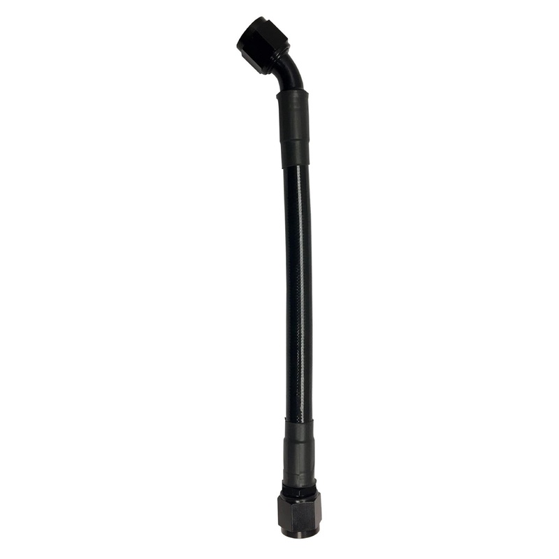Fragola -8AN Ext Black PTFE Hose Assembly Straight x 45 Degree 72in