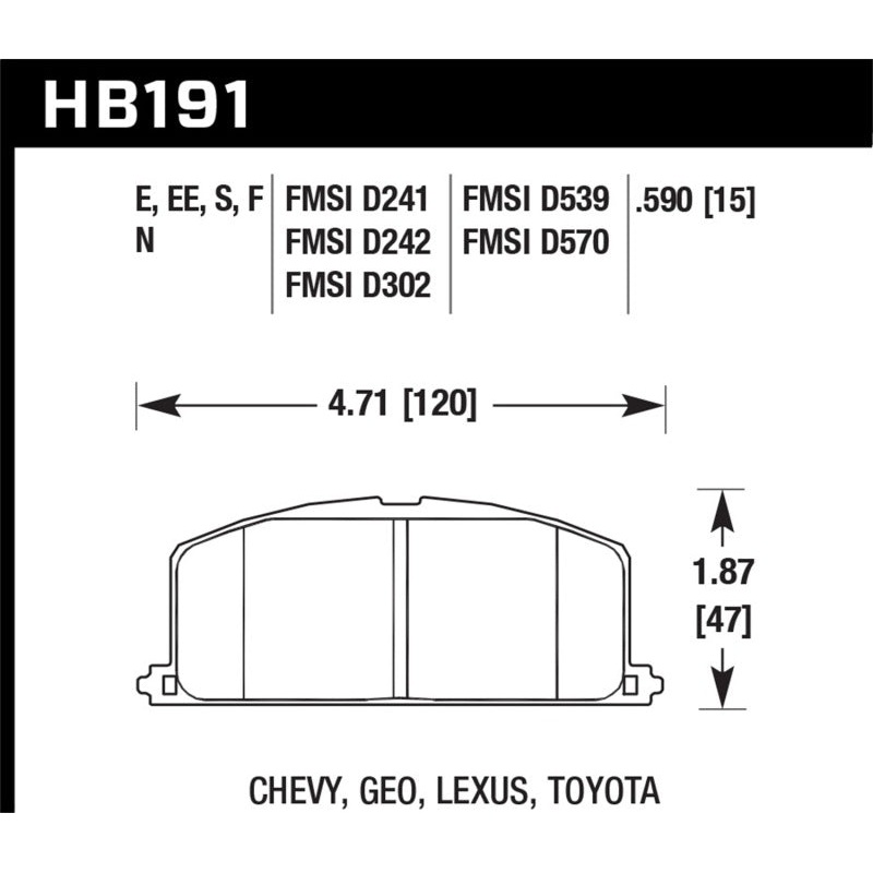 Hawk 87 Toyota Corolla FX16 HP+ Street Front Brake Pads