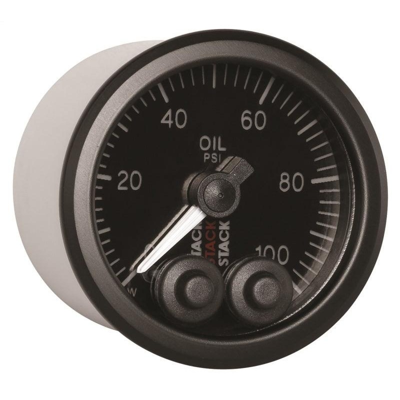 Autometer Stack Instruments Pro Control 52mm 0-100 PSI Oil Pressure Gauge – Black (1/8in NPTF Male)