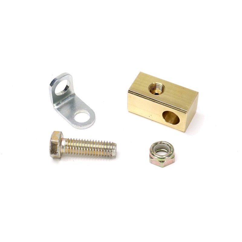3/8-24 I.F. Brass Brake T-Fitting w/Mounting Hole and 90 Bracket (20-10020)