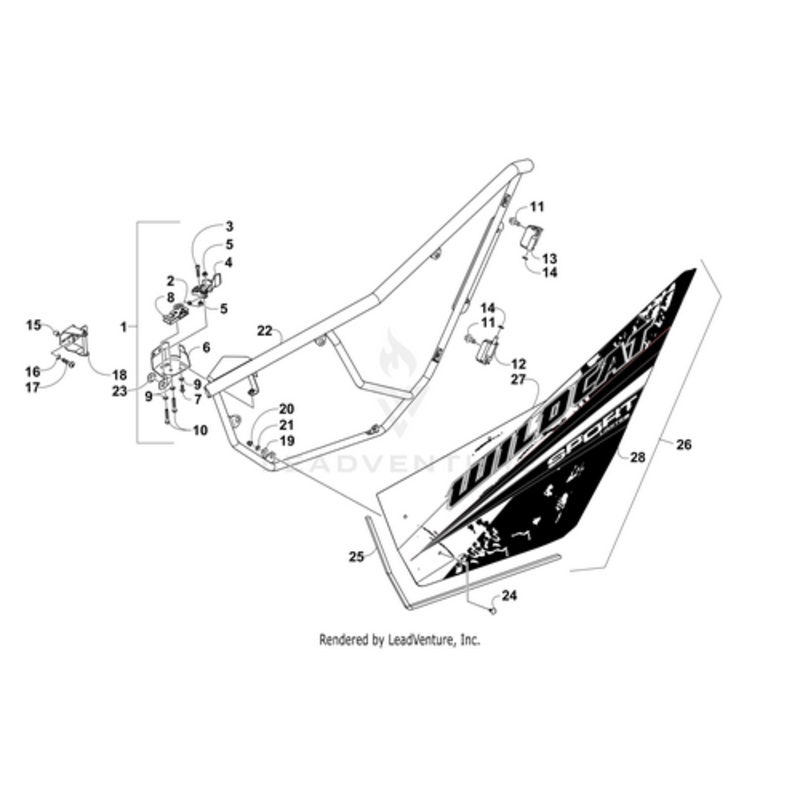 Door Panel W/ Decals-Bm-Left(Wc Sport Ltd) (Inc. 27-28) by Arctic Cat