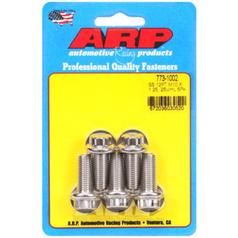 ARP M10 x 1.25 x 25 SS 12pt Bolts (5/pkg)