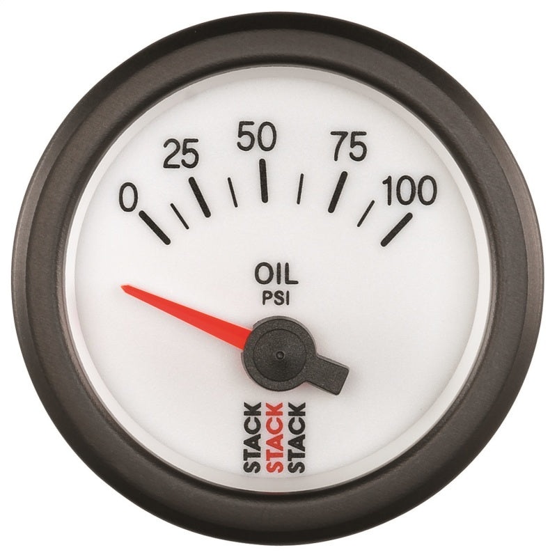 Autometer Stack 52mm 0-100 PSI 1/8in NPTF Electric Oil Pressure Gauge – White
