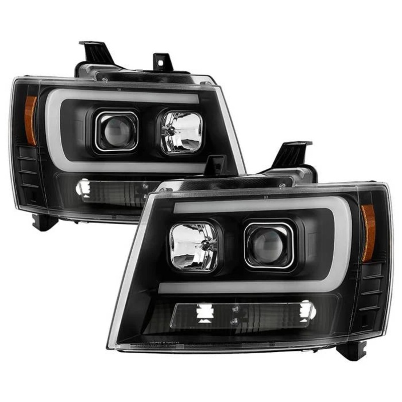 2007-2014 Chevy Suburban 1500/2500 / 2007-2014 Chevy Tahoe / 2007-2014 Avalanche ( LED Low Beam ) Headlights – Low Beam: LED – High Beam: H1 (Included) – Signal: – Black