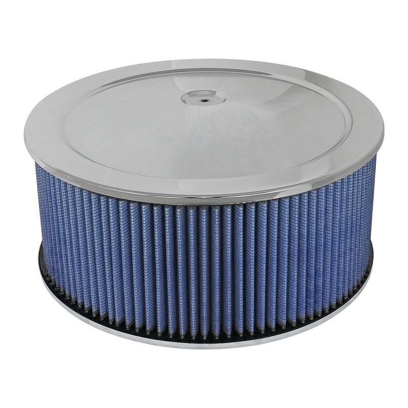 aFe MagnumFLOW Air Filters Round Racing P5R A/F Chrome Assy 14×6: Blk/Blue E/M