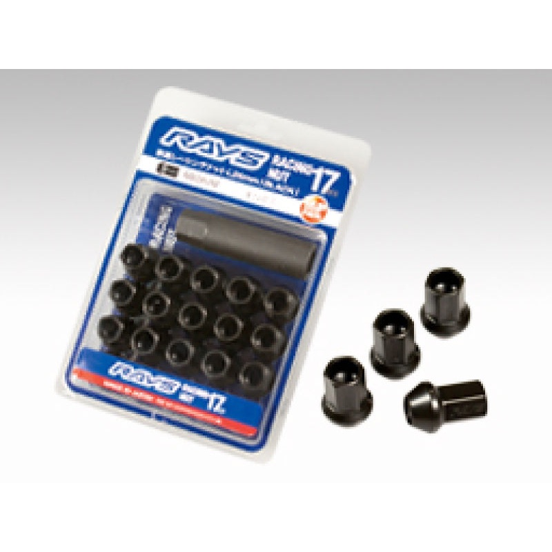 Rays 17 Hex Racing Nut Set L35 Medium Type 12×1.25 – Black Chromate (16 Pieces)