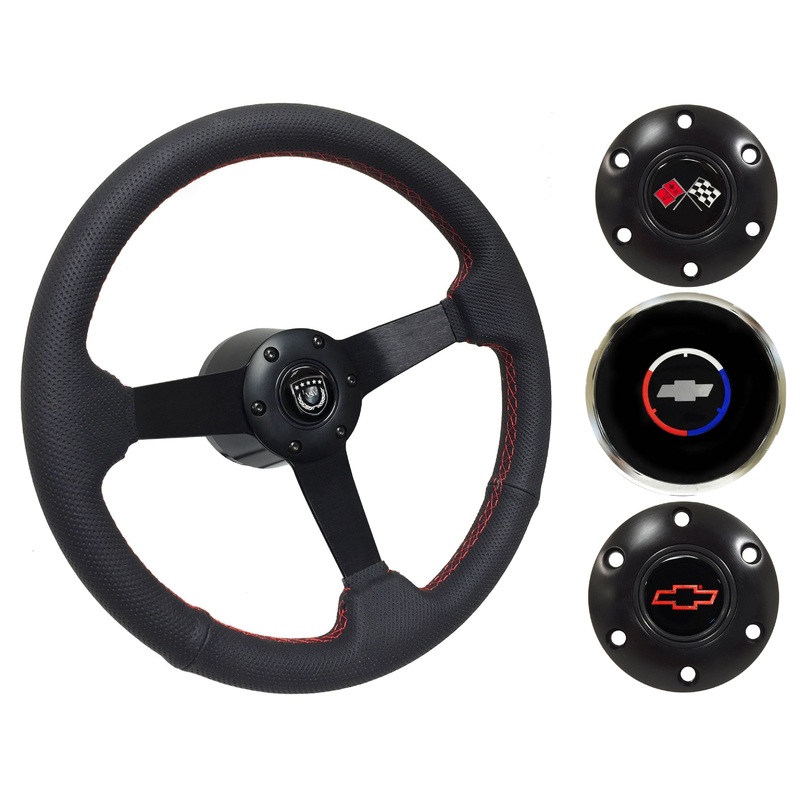 1969-75 Corvette Steering Wheel Kit | Perforated Black Leather | ST3602RED