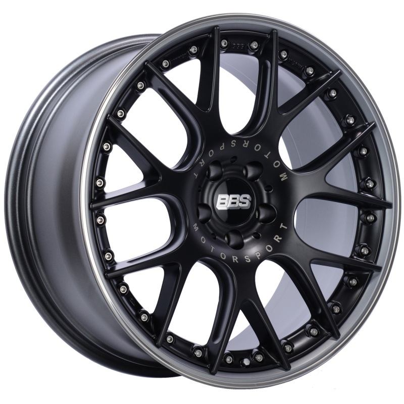 BBS CH-RII 20×9.5 5×112 ET25 Satin Black Center Platinum Lip SS Rim Prot Wheel -82mm PFS/Clip Req