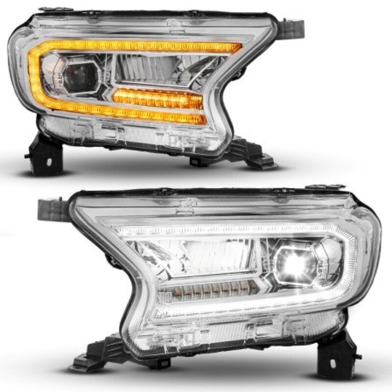 ANZO 19-23 Ford Ranger (Factory Halogen Models) Full LED Proj Headlights DRL/SeqSig Chrome – Pair