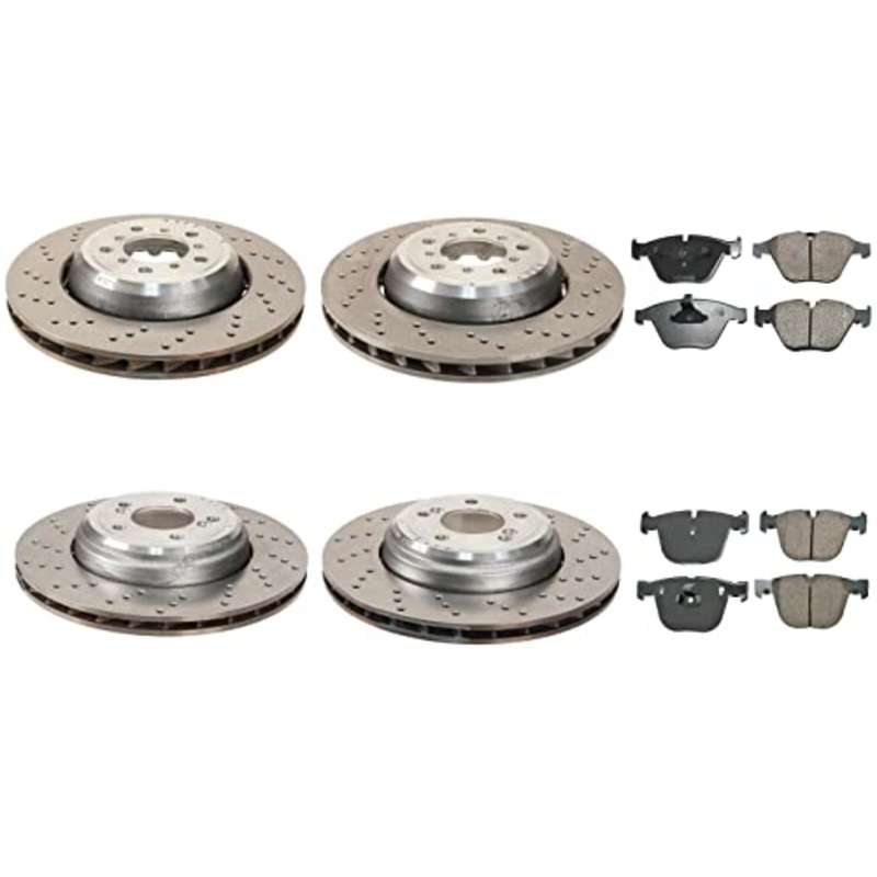 SHW Performance Made in Germany OEM Front 360mm & Rear 350mm Drilled Lightweight Composite High Carbon Alloy Vented Brake Disc Rotors Akebono Ceramic Pads Kit For BMW E82 1 Serie M E90 E91 E92 E93 M3