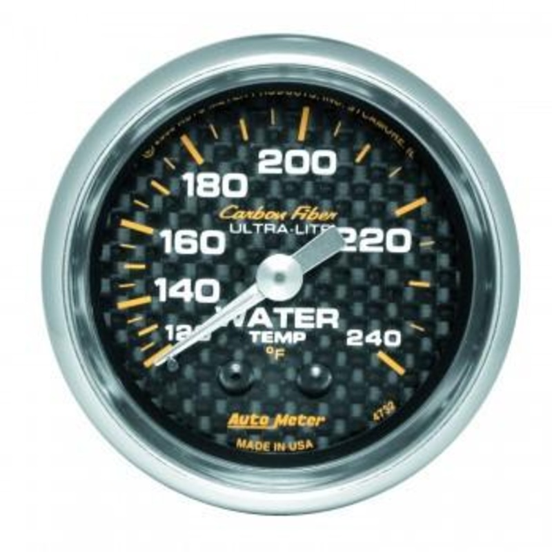 Autometer Carbon Fiber Series 2-1/16” Water Temperature 120-240 F Gauge (4732)