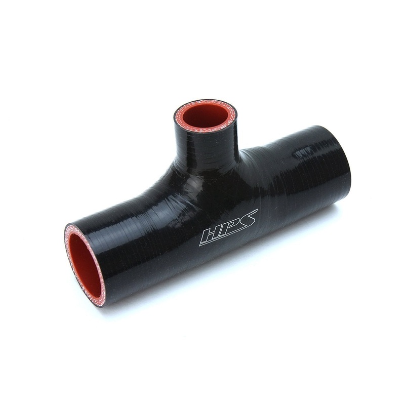HPS 1-1/4″ 4-ply Reinforced Silicone T- Hose Coupler with 1″ Branch | Universal (125-THOSE-100-BLK)