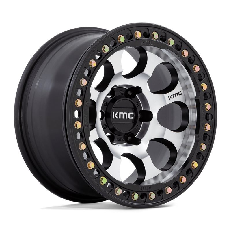KMC Wheels KM237 Riot Beadlock 17″ 5×127 Machined Face Satin Black Windows With Satin Black Ring