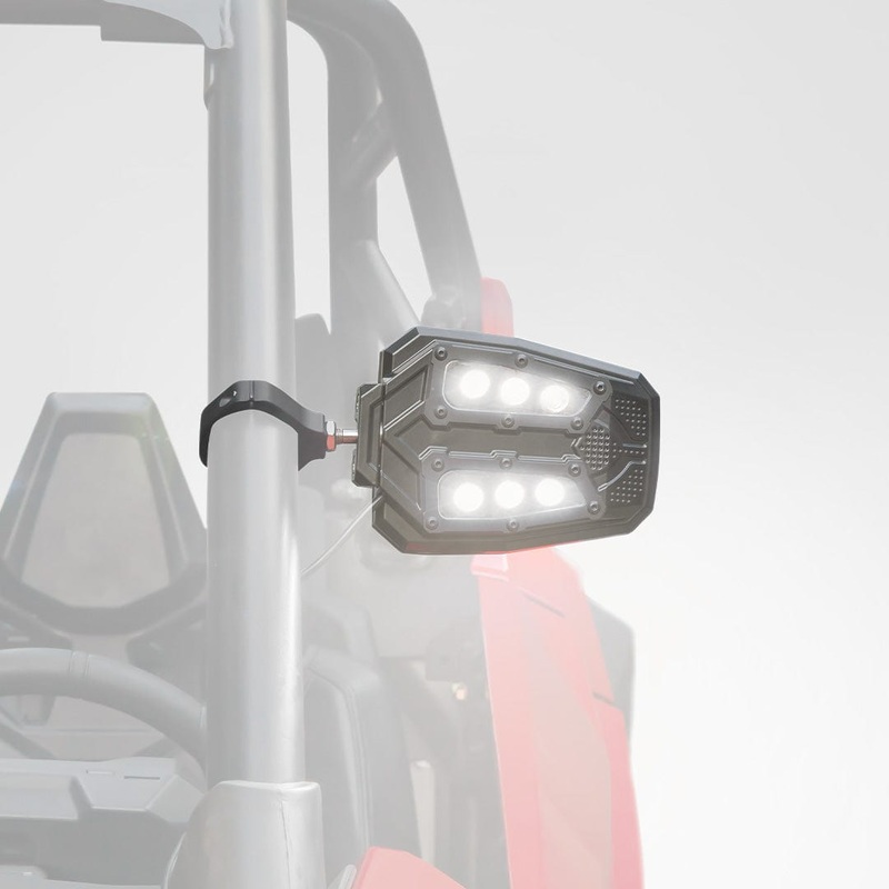 Universal 1.75″/2″ Rear View Side Mirrors with LED Rock Light by Kemimoto