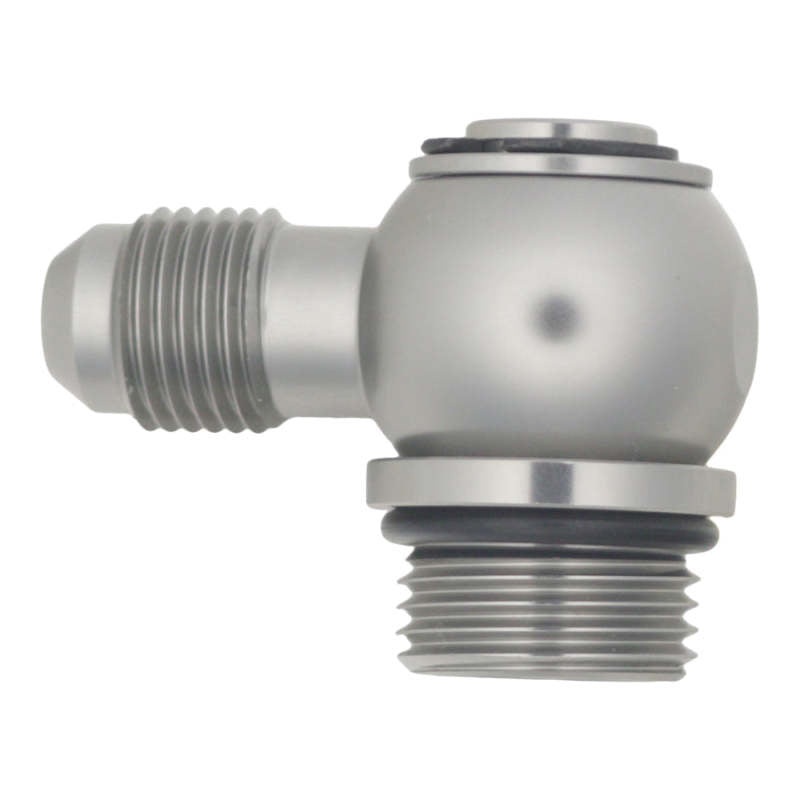 DeatschWerks 8AN ORB Male to 6AN Male Flare Low Profile 90-Degree Swivel – Anodized DW Titanium
