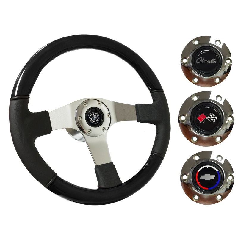 1967-68 Chevelle Steering Wheel Kit | Black Ash Wood – Leather | ST3019BK