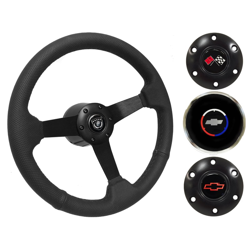 1969-75 Corvette Steering Wheel Kit | Perforated Black Leather | ST3602BLK