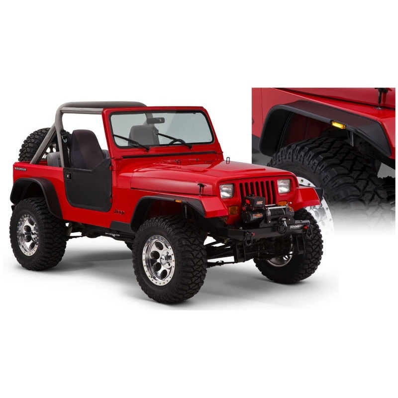 Bushwacker 87-95 Jeep Wrangler Flat Style Flares 4pc Excludes Renegade – Black