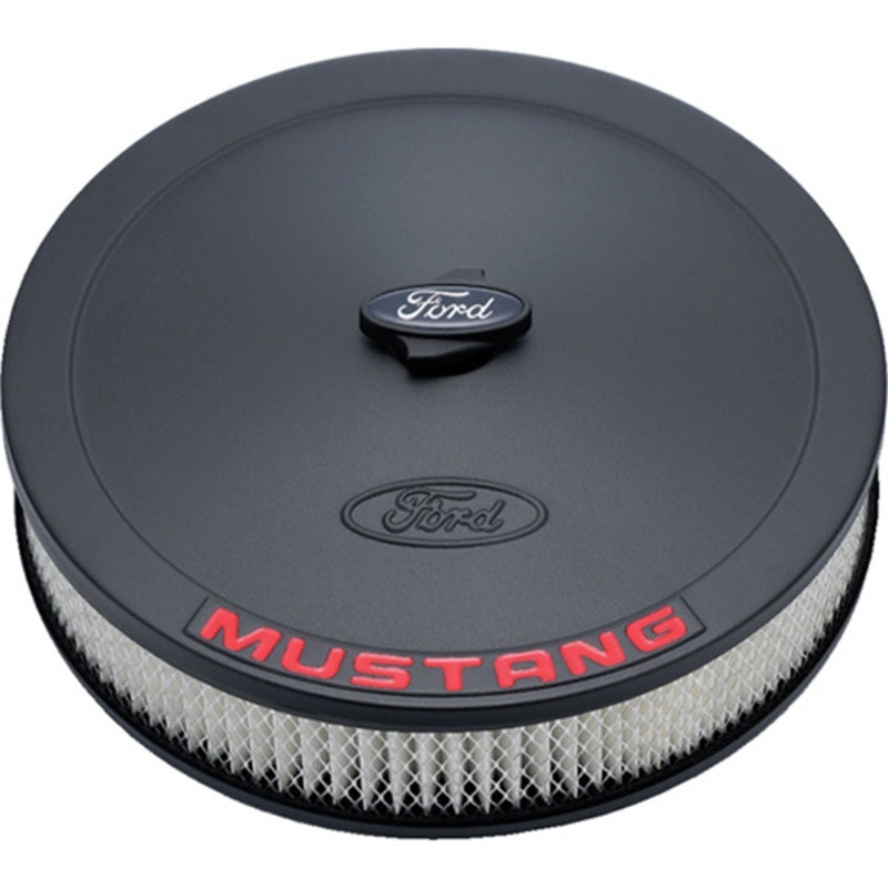 Ford Racing Air Cleaner Kit – Black Crinkle Finish w/ Red Mustang Emblem