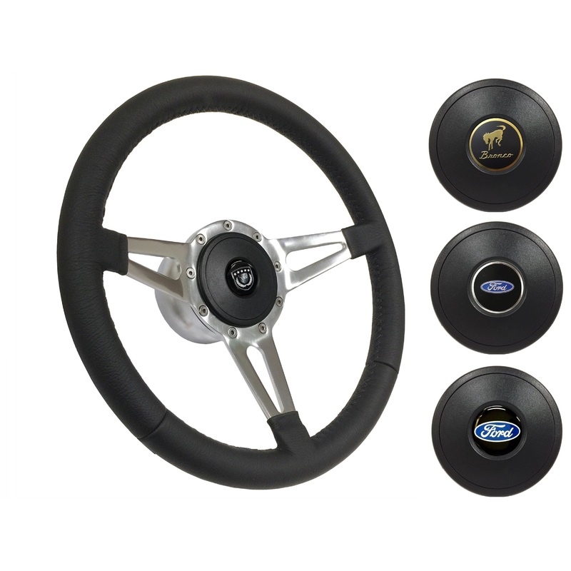 1966-72 Ford Bronco Steering Wheel Kit | Black Leather | ST3059