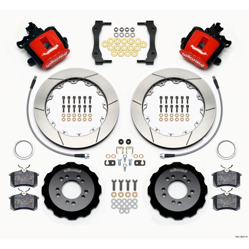 Wilwood Combination Parking Brake Rear Kit 12.88in Red 2013-Up Ford Focus ST w/ Lines