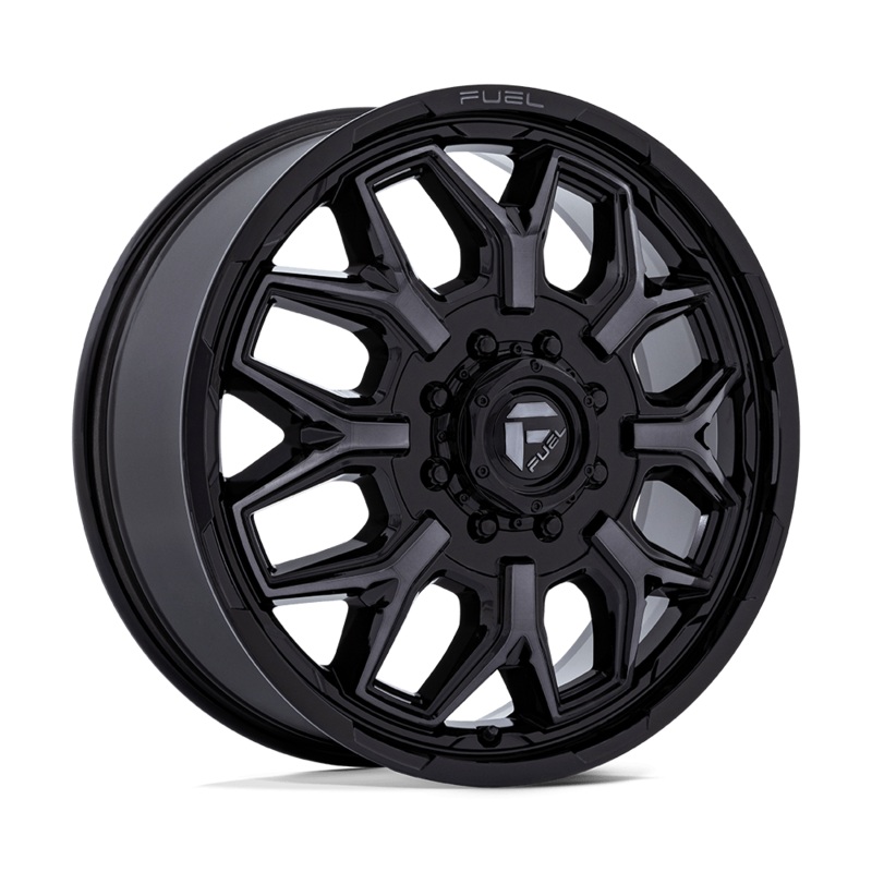 Fuel Wheels D875 Flux Dually 22″ 8×200 Gloss Black Brush-Fc Gray Tint