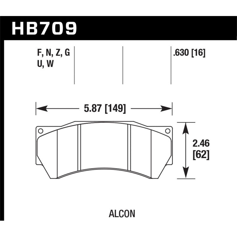 Hawk HPS 5.0 Brake Pads Ferro-Carbon Black Powder Coat 16mm Pad Thickness