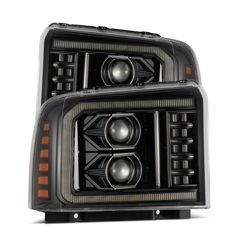 AlphaRex 05-07 Ford Super Duty/Excursion LUXX-Series LED Projector Headlights – Alpha-Black
