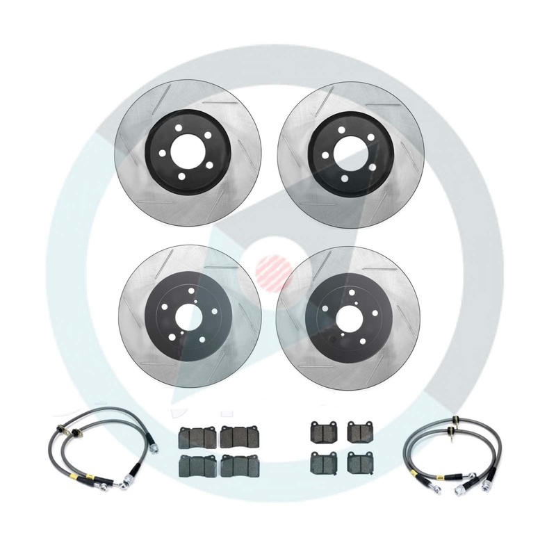 StopTech Slotted Brake Rotor Package Deal – Choice of Pads – 11-14 WRX