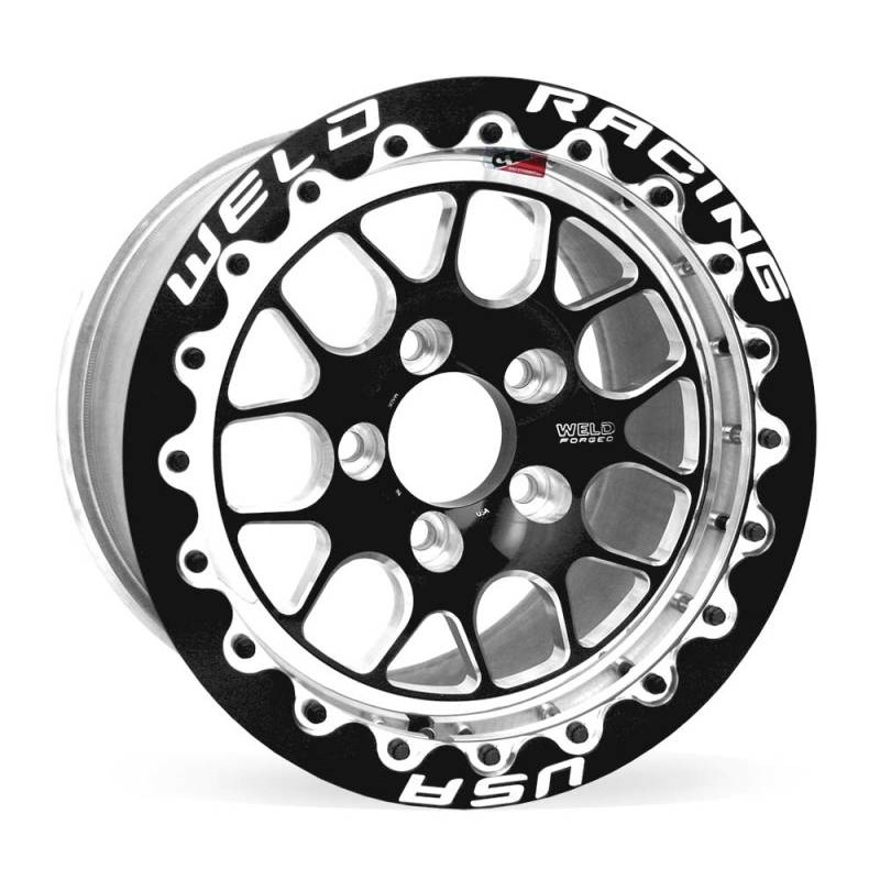 Weld S77 15×10.33 / 5×4.75 BP / 5.5in. BS Black Wheel (Medium Pad) – Black Single Beadlock MT